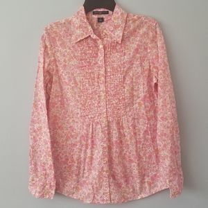 Gorgeous Floral Gap Pleated Bib Button-Up - Medium